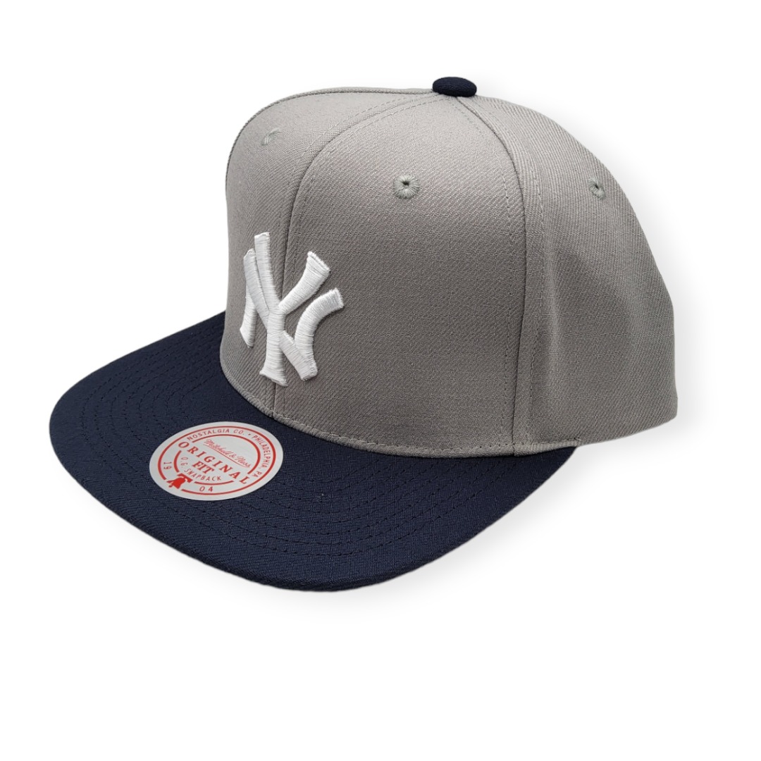 Mitchell & Ness New York Yankees Away Cooperstown Collection 2 Tone Gray/Navy Blue Adjustable Snapback Hat Cap