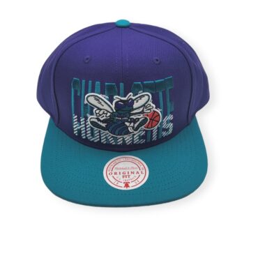 Mitchell & Ness Charlotte Hornets Cross Check Purple/Teal Adjustable Snapback Hat Cap