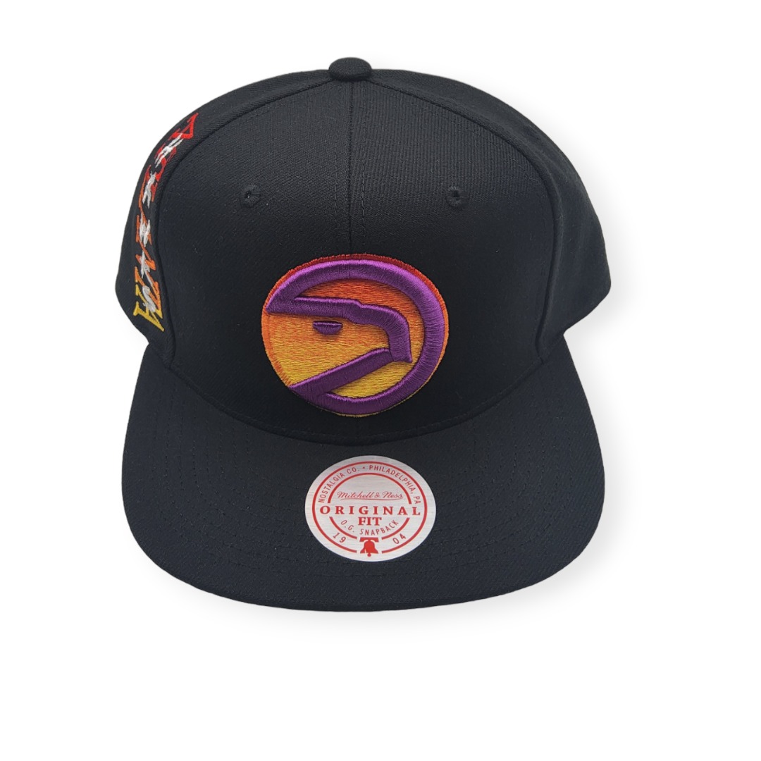 Mitchell & Ness Atlanta Hawks High Grade Black Adjustable Snapback Hat Cap