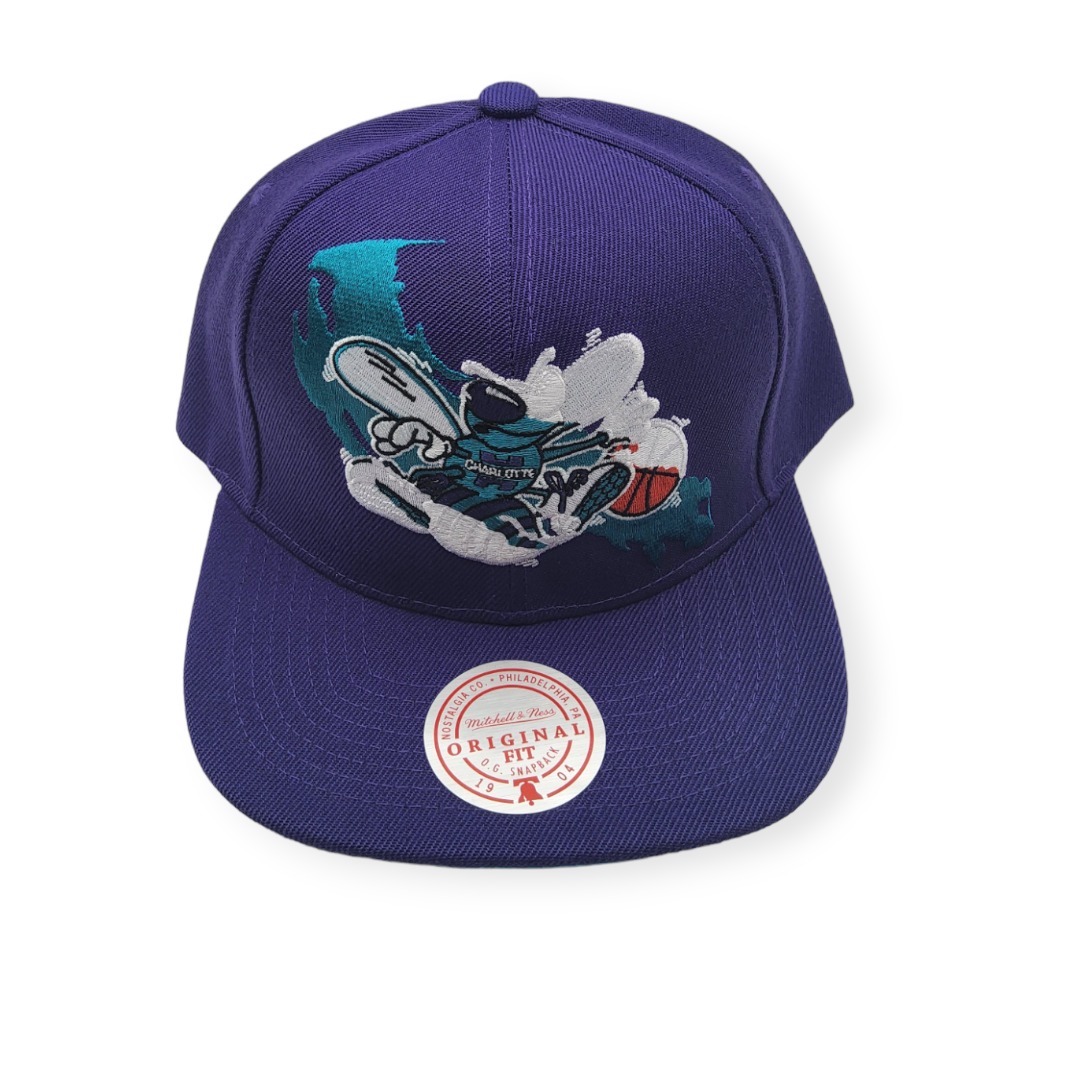 Mitchell & Ness Charlotte Hornets Paint By Number Purple Adjustable Snapback Hat Cap