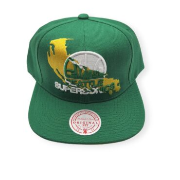 Mitchell & Ness Seattle Supersonics Paint By Number Black Adjustable Snapback Hat Cap