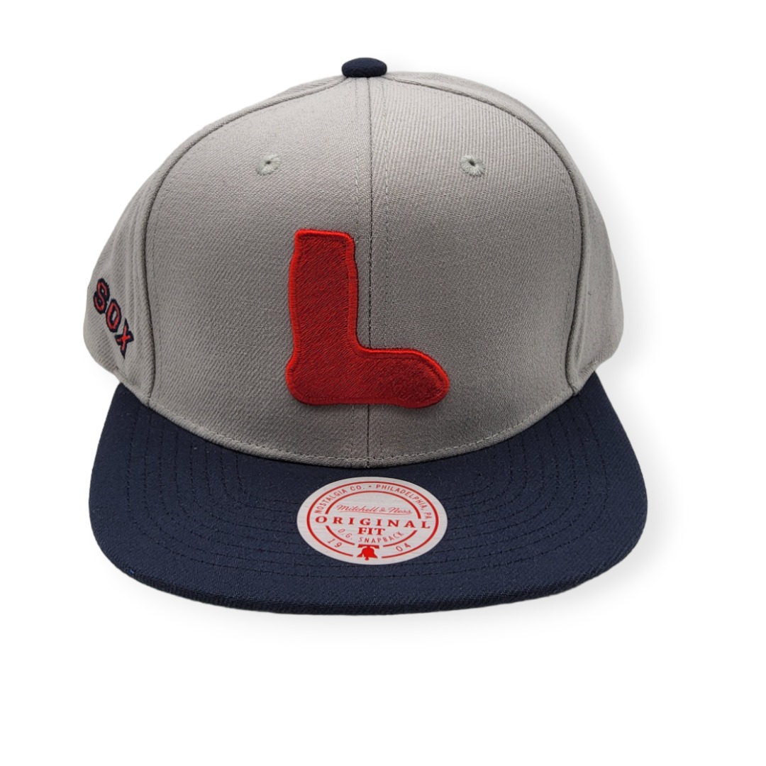 Mitchell & Ness Boston Red Sox Away Cooperstown Collection 2 Tone Gray/Navy Adjustable Snapback Hat Cap