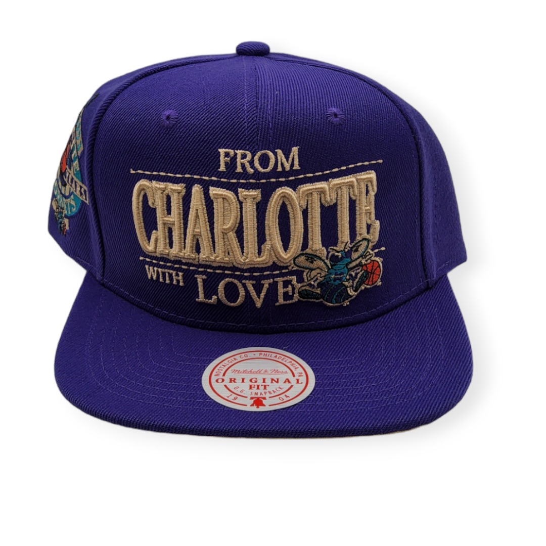 Mitchell & Ness Charlotte Hornets NBA With Love Purple Adjustable Snapback Hat Cap