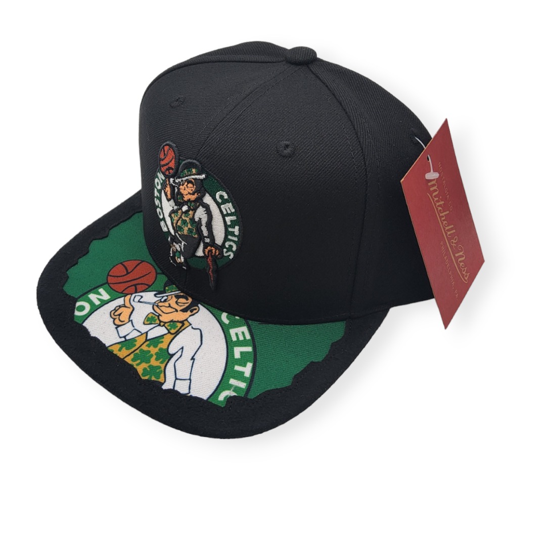 Mitchell & Ness Boston Celtics Munch Time Black Adjustable Snapback Hat Cap