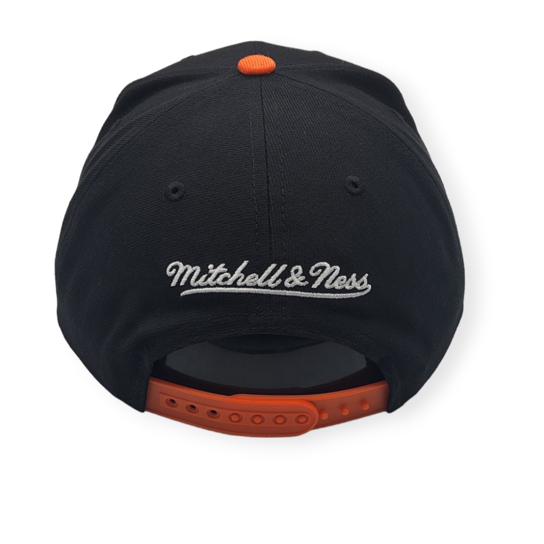 Mitchell & Ness Anaheim Ducks Cross Check Black/Orange Adjustable Snapback Hat Cap