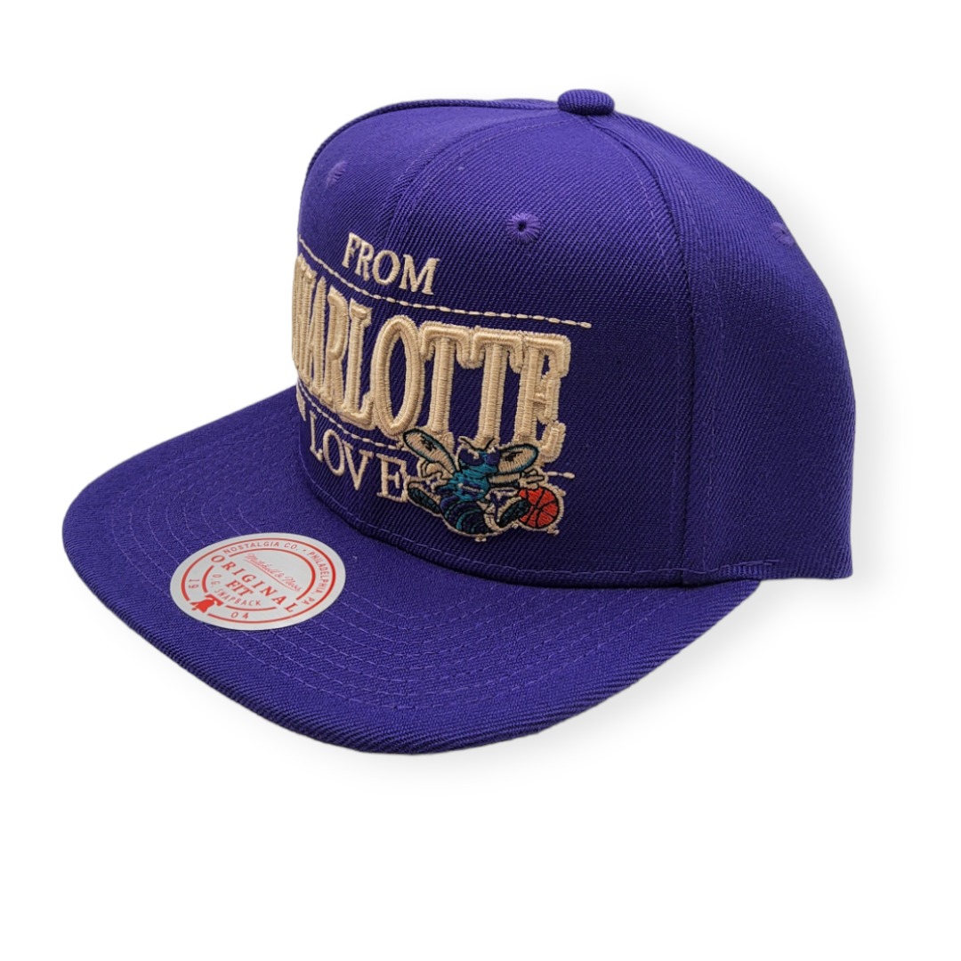 Mitchell & Ness Charlotte Hornets NBA With Love Purple Adjustable Snapback Hat Cap