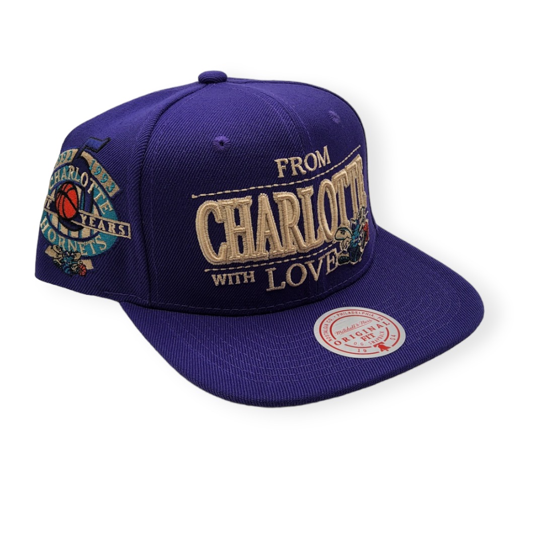 Mitchell & Ness Charlotte Hornets NBA With Love Purple Adjustable Snapback Hat Cap