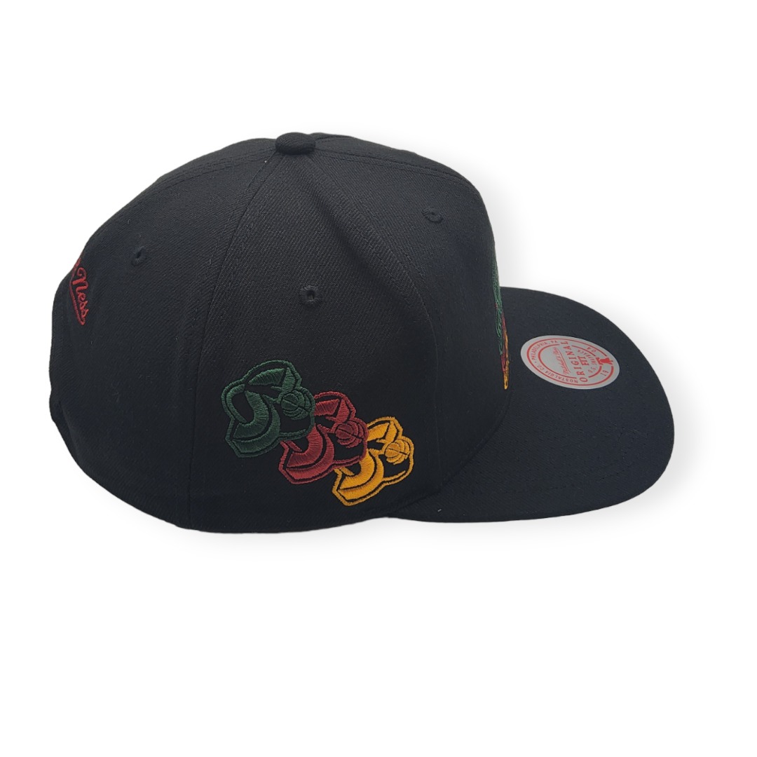 Mitchell & Ness Seattle Supersonics Drop It Black Adjustable Snapback Hat Cap
