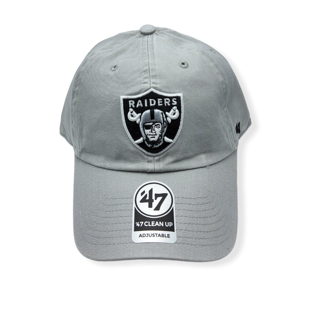 '47 Las Vegas Raiders Clean Up Steel Gray Adjustable Strap Hat Cap