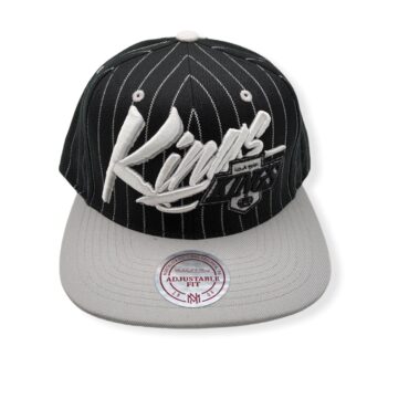 Mitchell & Ness Los Angeles Kings Pinstripe Cursive Script Adjustable Snapback Hat Cap