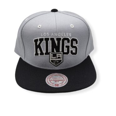 Mitchell & Ness Los Angeles Kings Wool Grey/Black Arch Script Adjustable Snapback Hat Cap
