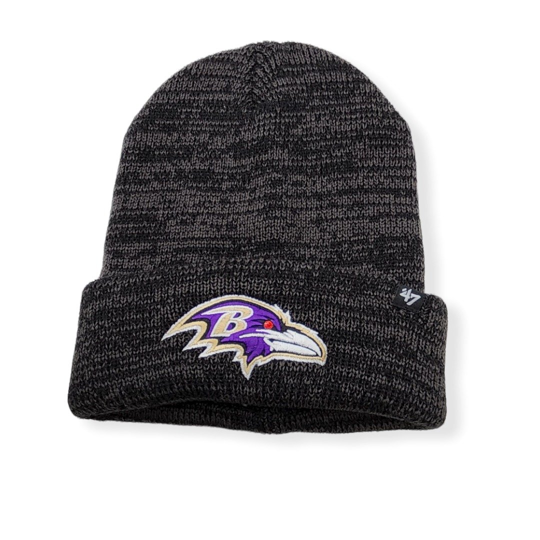 '47 Baltimore Ravens Authentic Brain Freeze Black Knit Beanie Cold Weather Hat