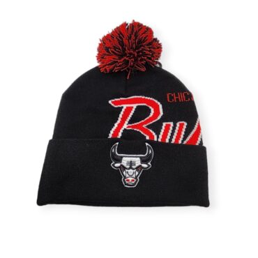 Mitchell & Ness Chicago Bulls Authentic Script Burst Black Knit Beanie Cold Weather Hat