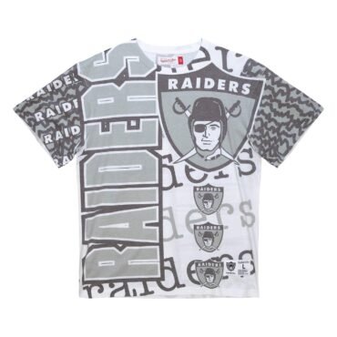 Mitchell & Ness Oakland Raiders Jumbotron 2.0 Sublimated S/S White Tee Shirt Size L
