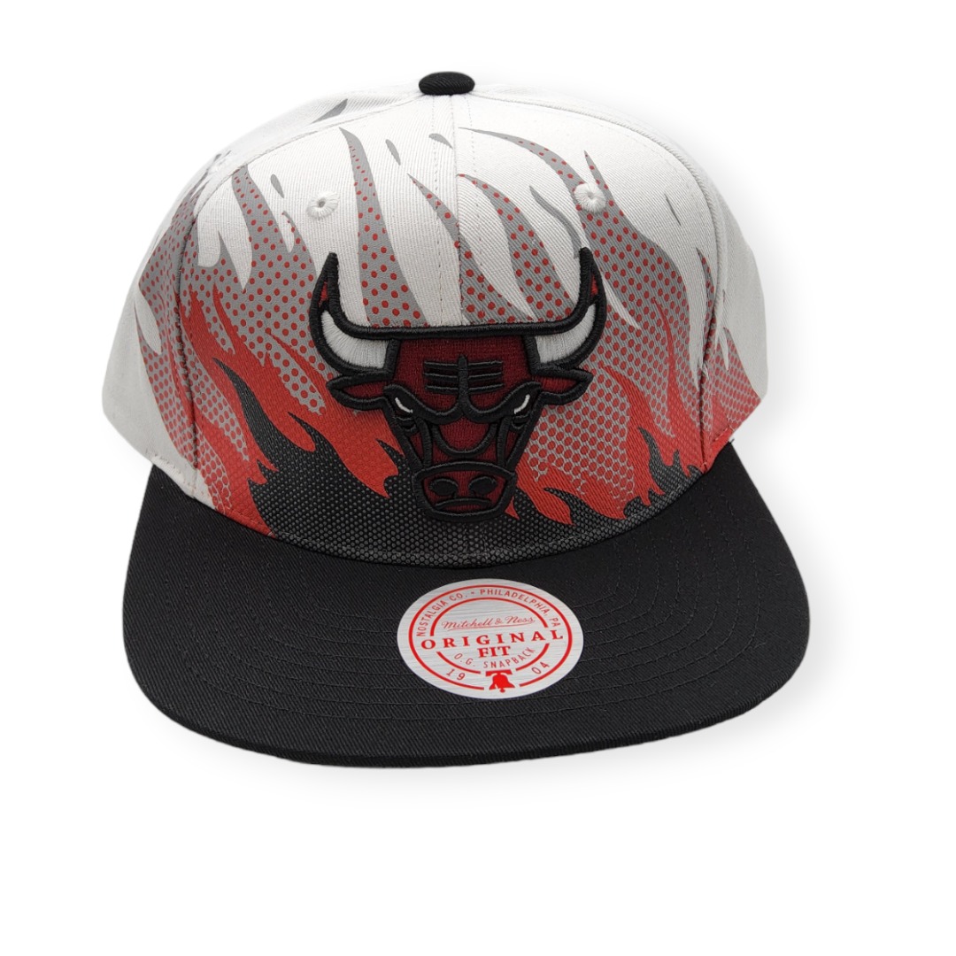 Mitchell & Ness Chicago Bulls Hot Fire White/Black Adjustable Snapback Hat Cap