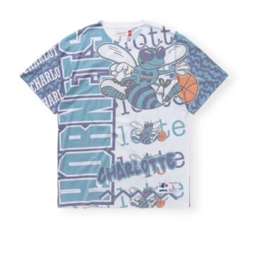 Mitchell & Ness Charlotte Hornets Jumbotron 2.0 Sublimated S/S White Tee Shirt Size M