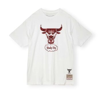 Mitchell & Ness Chicago Bulls Wild Life Mid-Weight Hardwood Classics White Tee Shirt Size L