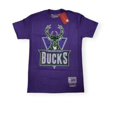 Mitchell & Ness Milwaukee Bucks Team Basic 2 Hardwood Classics Purple Tee Shirt Size L