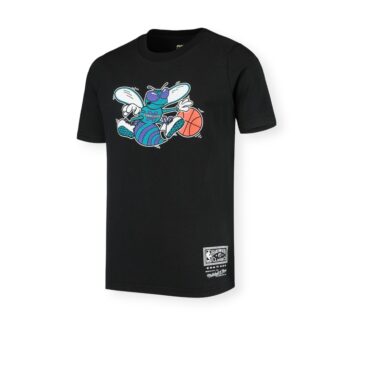 Mitchell & Ness Charlotte Hornets Team Basic 1 Hardwood Classics Black Tee Shirt Size L