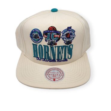 Mitchell & Ness Charlotte Hornets Reframe Retro Off White Adjustable Snapback Hat Cap