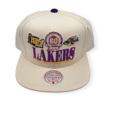 Mitchell & Ness Los Angeles Lakers Reframe Retro Off White Adjustable Snapback Hat Cap