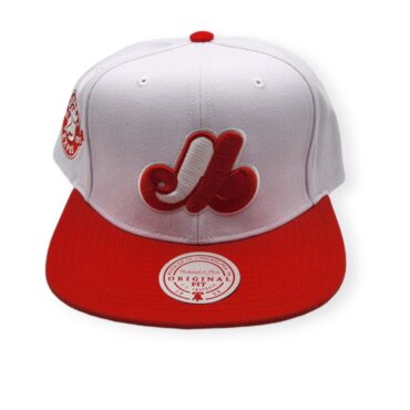 Mitchell & Ness Montreal Expos Hometown Coop White/Red Adjustable Snapback Hat Cap