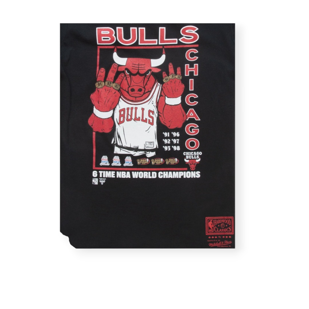 Mitchell & Ness Chicago Bulls 6 Times Hardwood Classics Black Tee Shirt Size S