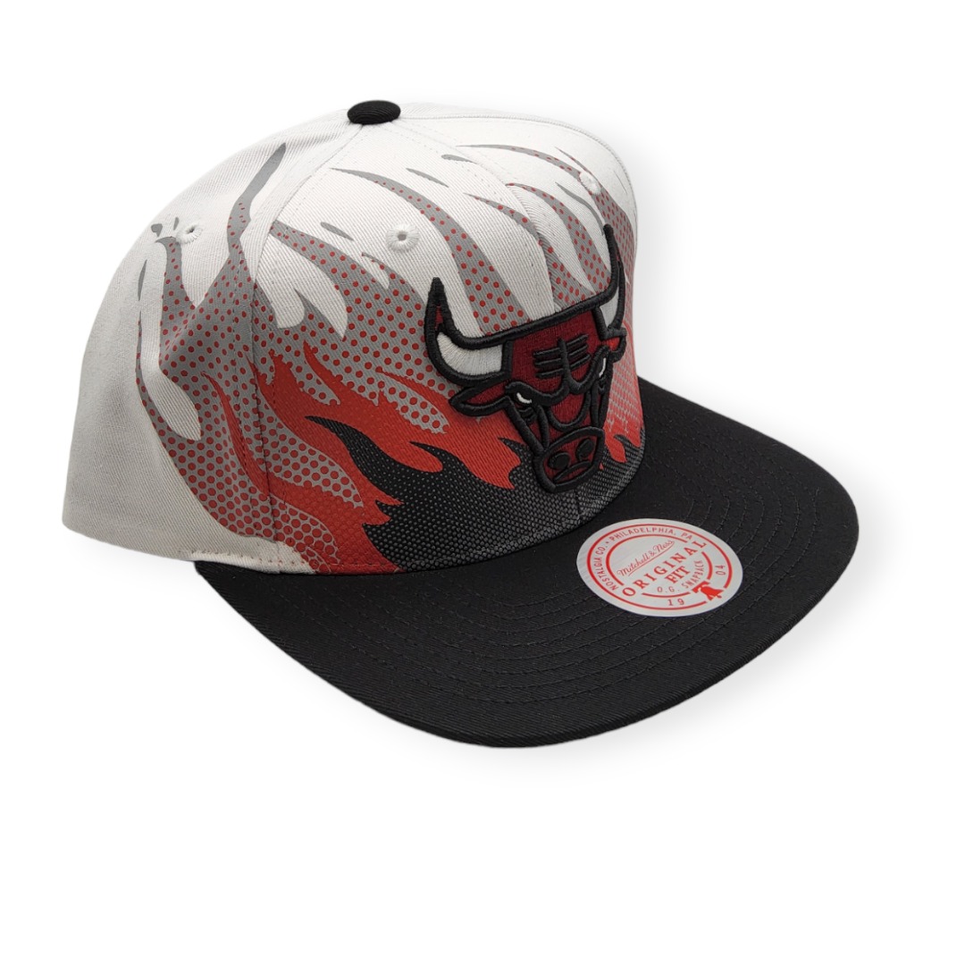 Mitchell & Ness Chicago Bulls Hot Fire White/Black Adjustable Snapback Hat Cap