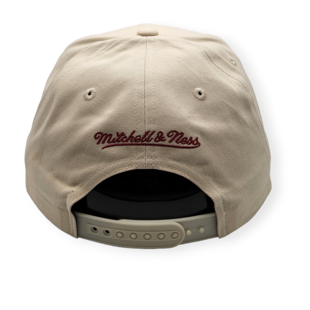 Mitchell & Ness California Angels Reframe Retro Coop Off White Adjustable Snapback Hat Cap