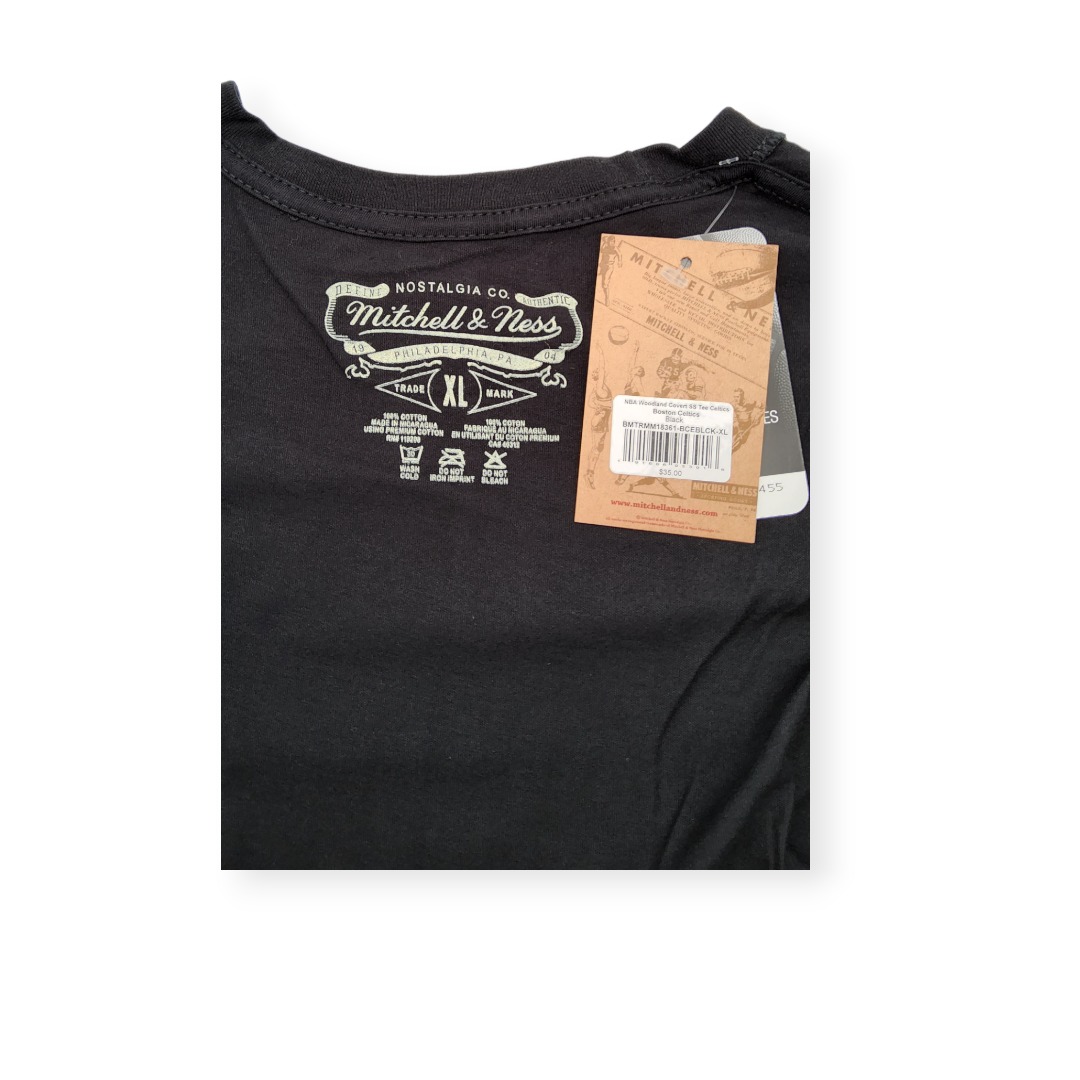Mitchell & Ness Boston Celtics Woodland Covert SS Black Tee Shirt Size S