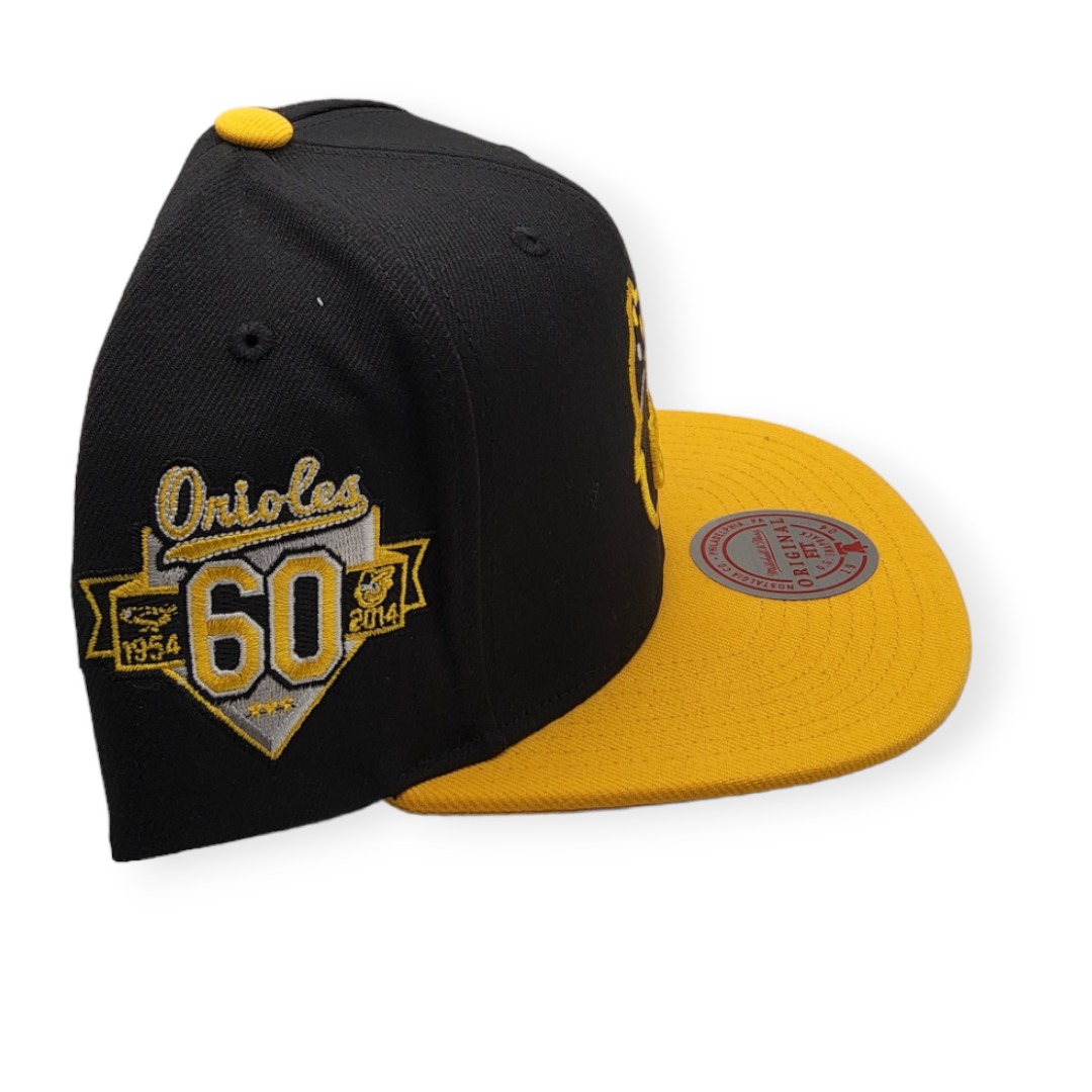 Mitchell & Ness Baltimore Orioles Hometown Coop Black/Yellow Adjustable Snapback Hat Cap