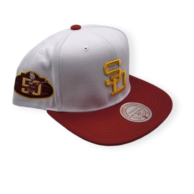Mitchell & Ness San Diego Padres Hometown Coop White/Red Adjustable Snapback Hat Cap