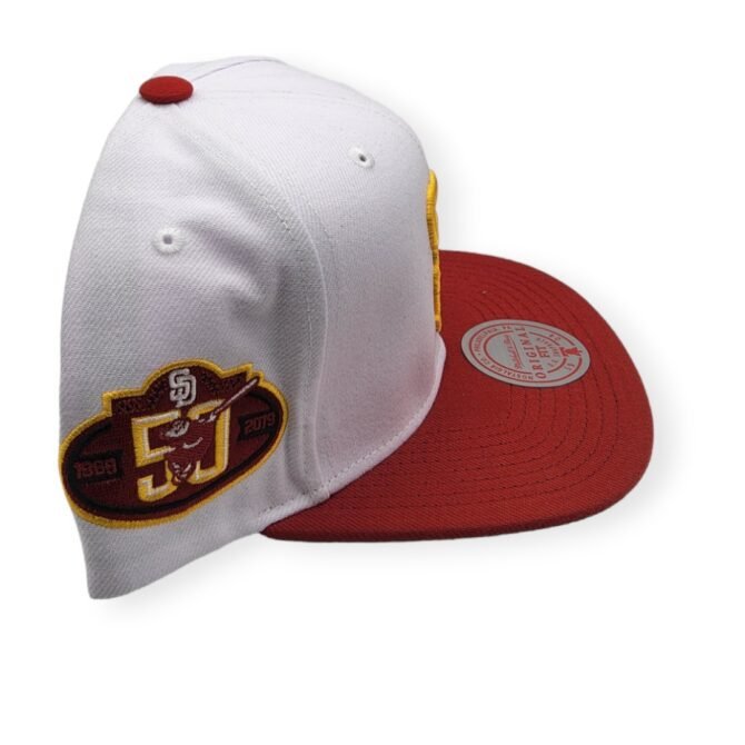 Mitchell & Ness San Diego Padres Hometown Coop White/Red Adjustable Snapback Hat Cap