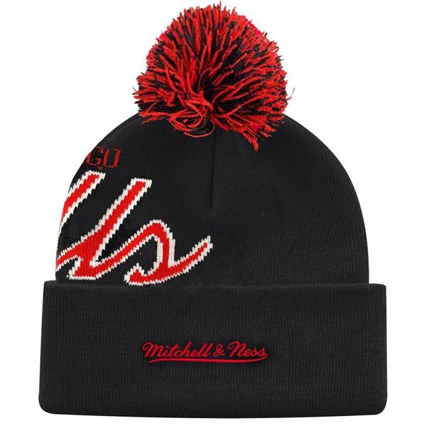 Mitchell & Ness Chicago Bulls Authentic Script Burst Black Knit Beanie Cold Weather Hat