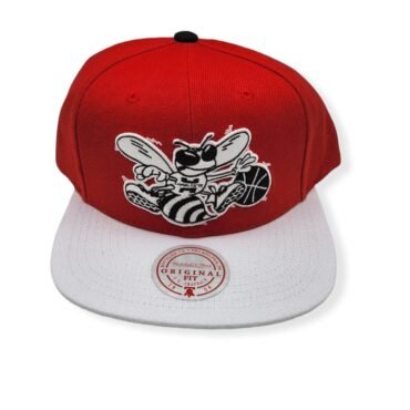 Mitchell & Ness Charlotte Hornets Cardinal Red 2 Tone Hardwood Classics Adjustable Snapback Hat Cap