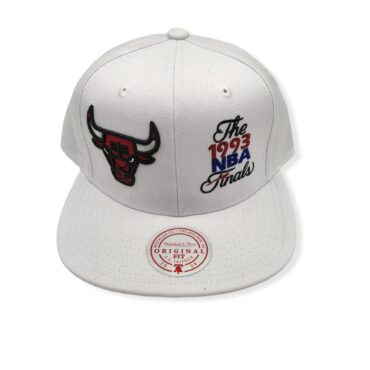Mitchell & Ness Chicago Bulls Dual Whammy 1993 Finals White Adjustable Snapback Hat Cap