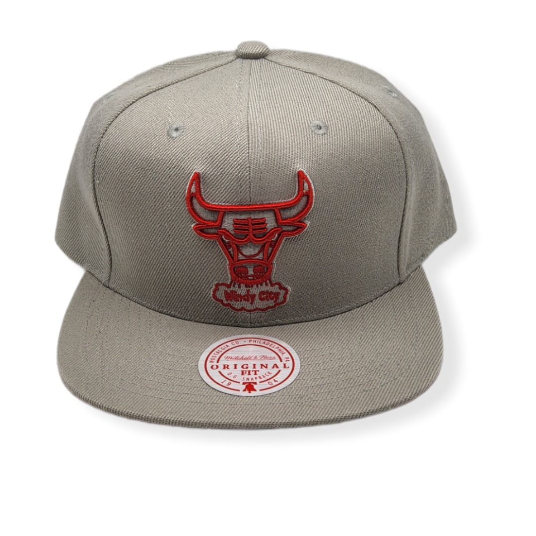 Mitchell & Ness Chicago Bulls Two Tonal Hardwood Classics Grey Adjustable Snapback Hat Cap