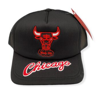 Mitchell & Ness Chicago Bulls Puff the Magic Trucker Black Adjustable Snapback Hat Cap