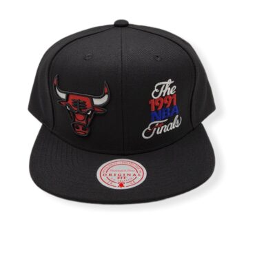 Mitchell & Ness Chicago Bulls Dual Whammy 1991 Finals Black Adjustable Snapback Hat Cap