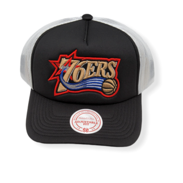 Mitchell & Ness Philadelphia 76ers Off The Backboard Trucker Adjustable Snapback Hat Cap