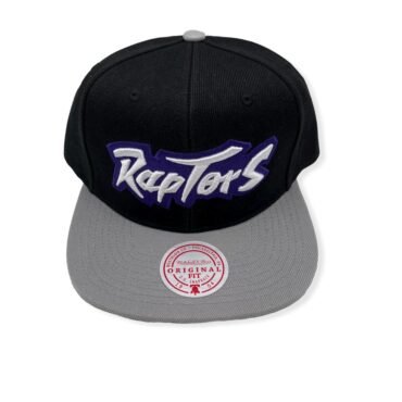 Mitchell & Ness Toronto Raptors Core Basic Script Hardwood Classics Black/Grey Adjustable Snapback Hat Cap