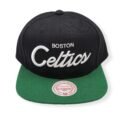 Mitchell & Ness Boston Celtics Classic Script Hardwood Classics Black/Green Adjustable Snapback Hat Cap