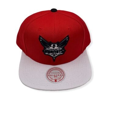 Mitchell & Ness Charlotte Hornets Cardinal Red 2 Tone Current Logo Adjustable Snapback Hat Cap