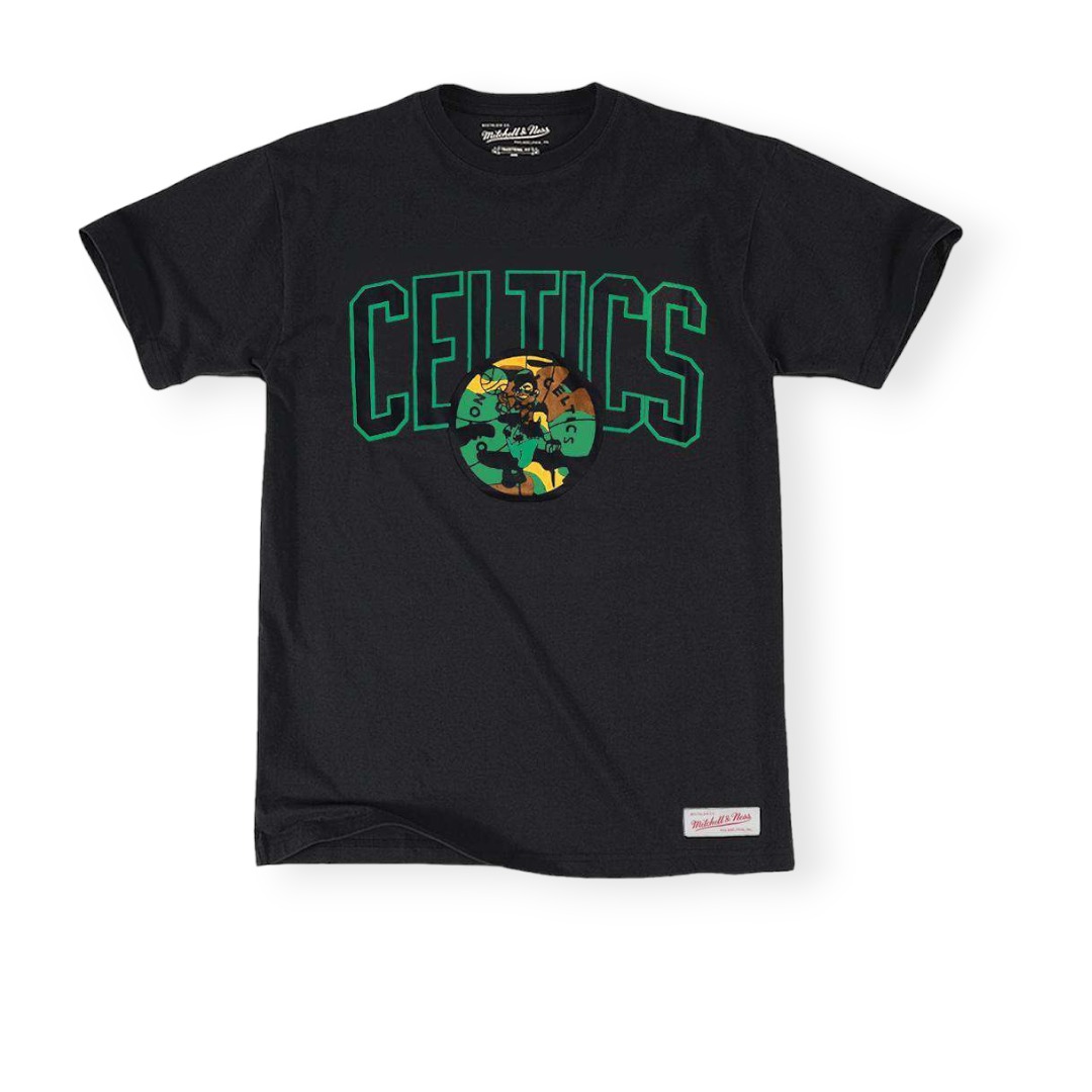 Mitchell & Ness Boston Celtics Woodland Covert SS Black Tee Shirt Size S