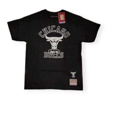 Mitchell & Ness Chicago Bulls White Black SS Crew Hardwood Classics Black Tee Shirt Size M