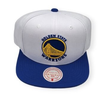 Mitchell & Ness Golden State Warriors Fresh Crown White/Blue Adjustable Snapback Hat Cap