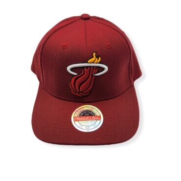 Mitchell & Ness Miami Heat Team Ground 2.0 Stretch Maroon Adjustable Snapback Hat Cap