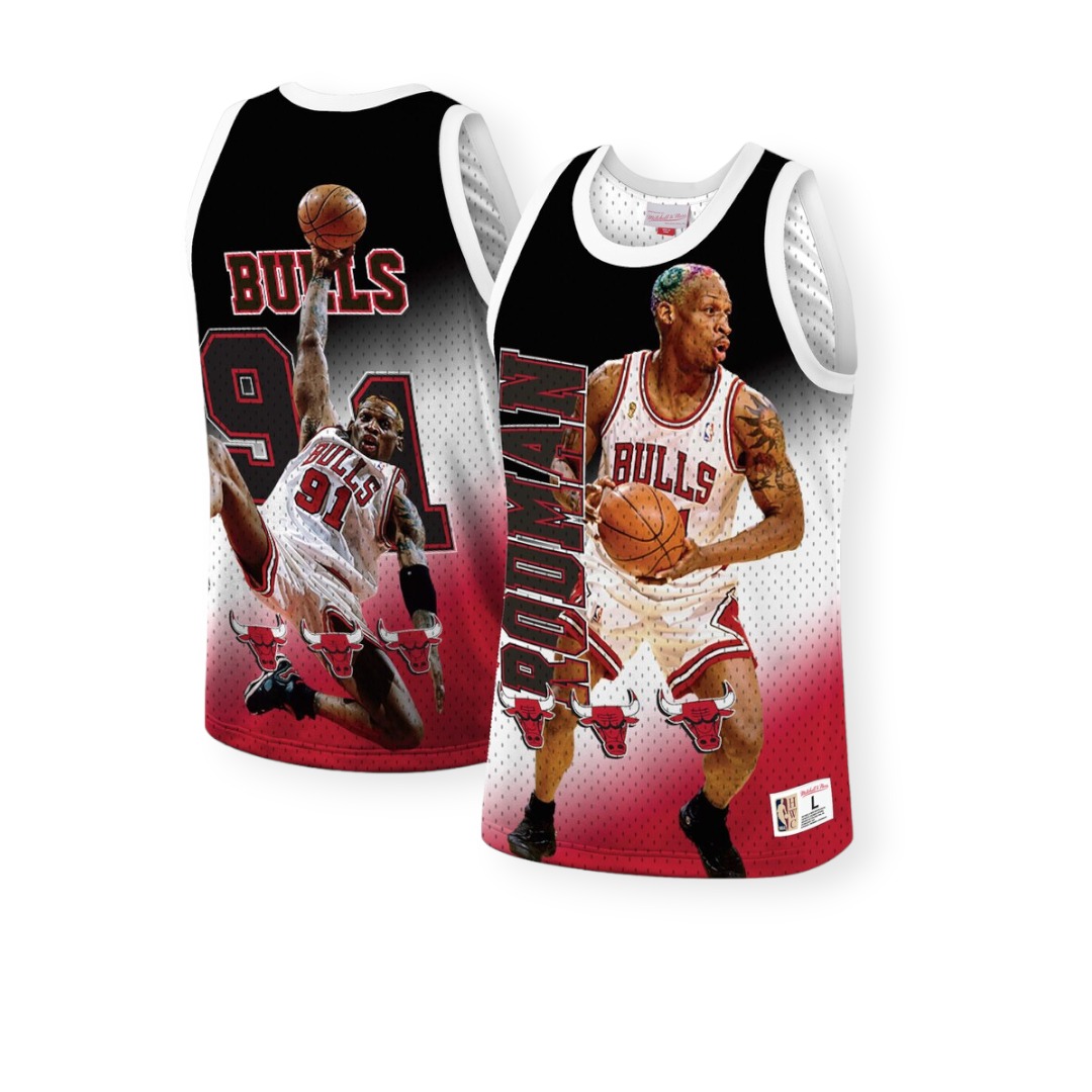 Mitchell & Ness Chicago Bulls Dennis Rodman Behind The Back Hardwood Classics Black Fashion Tank Size L