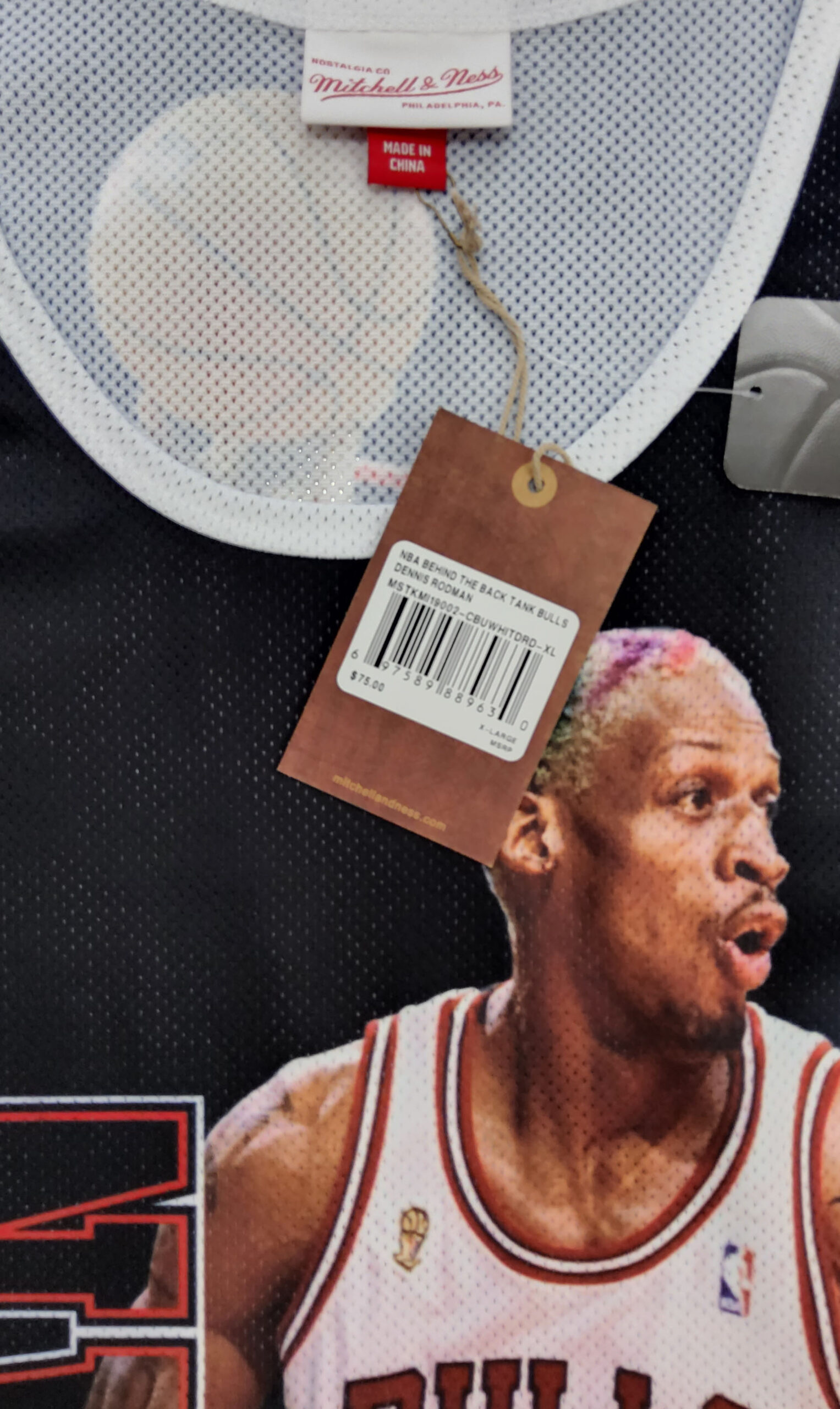 Mitchell & Ness Chicago Bulls Dennis Rodman Behind The Back Hardwood Classics Black Fashion Tank Size L