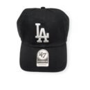 '47 Los Angeles Dodgers Clean Up Black/White Logo/Loop Label Adjustable Strap Hat Cap